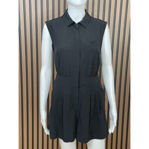 Athleta Brooklyn Women's 4P Black Jumpsuit Polyester Mini Romper Utility Travel